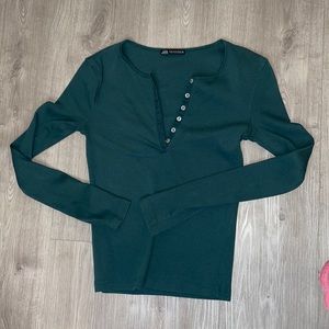 Green Zara long sleeve top